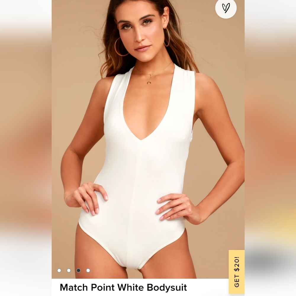 Lulus White Match Point Bodysuit Size